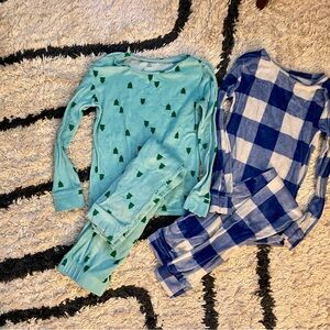 Bundle of 2 Cat & Jack Kids Pajama Sets - Aqua Trees and Blue Checks